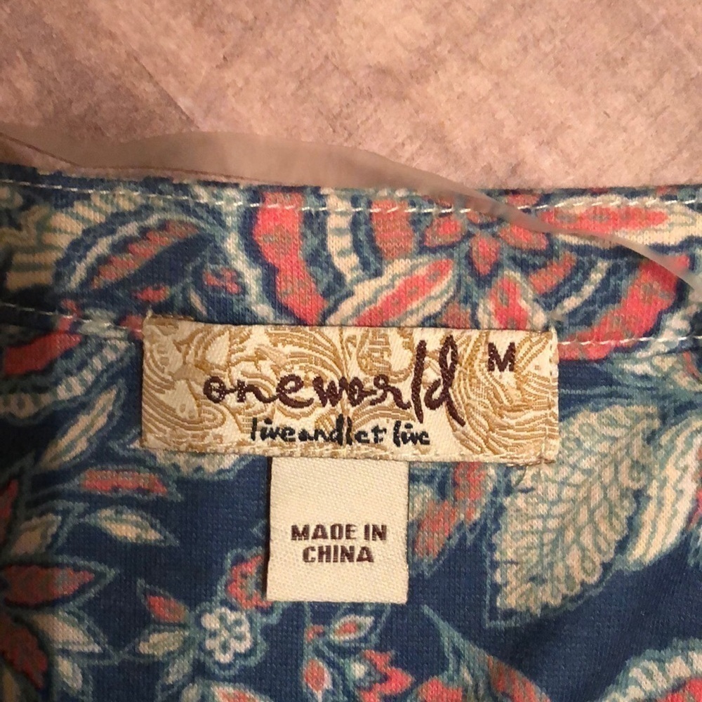 One World multi colored/patterned tunic with yoke, med - Picture 7 of 12